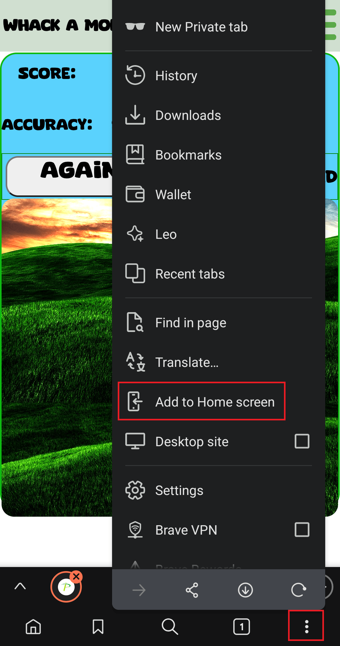 Add home screen